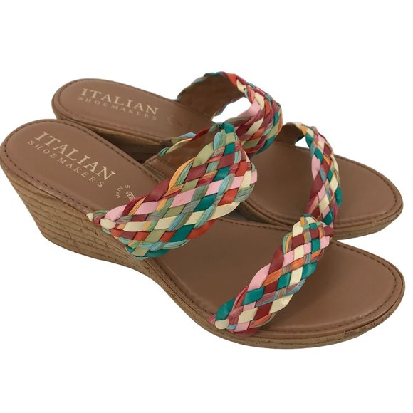 Italian Shoemakers Shoes - Italian Shoemakers Womens Colorful Slip On Wedge Heel Sandal Shoe Size 11
